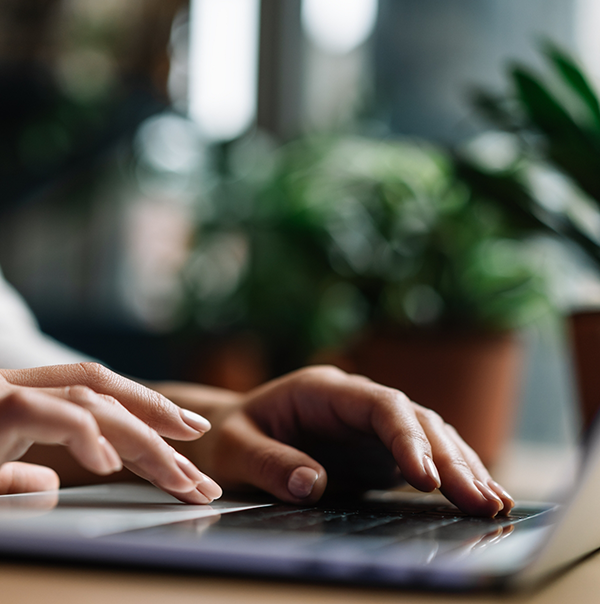 Person typing on a laptop